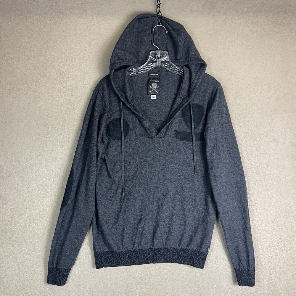 Diesel Hoodie Mens S Gray K-Anter Wool‎ Bland Knit Long Sleeve Pullover Sweater